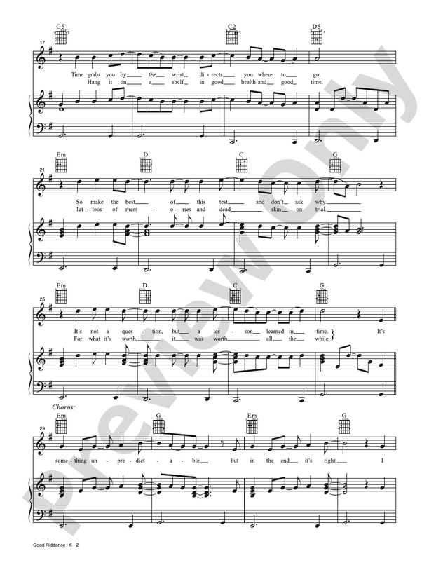 Good Riddance (Time of Your Life) - Green Day - PVG (Digital Download)