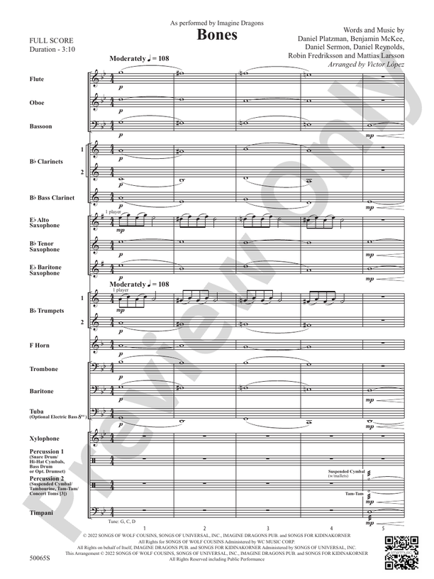 Bones - Concert Band Conductor Score & Parts (Digital Download)