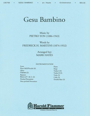Gesu Bambino - Pietro Yon - Mark Hayes Shawnee Press Score/Parts