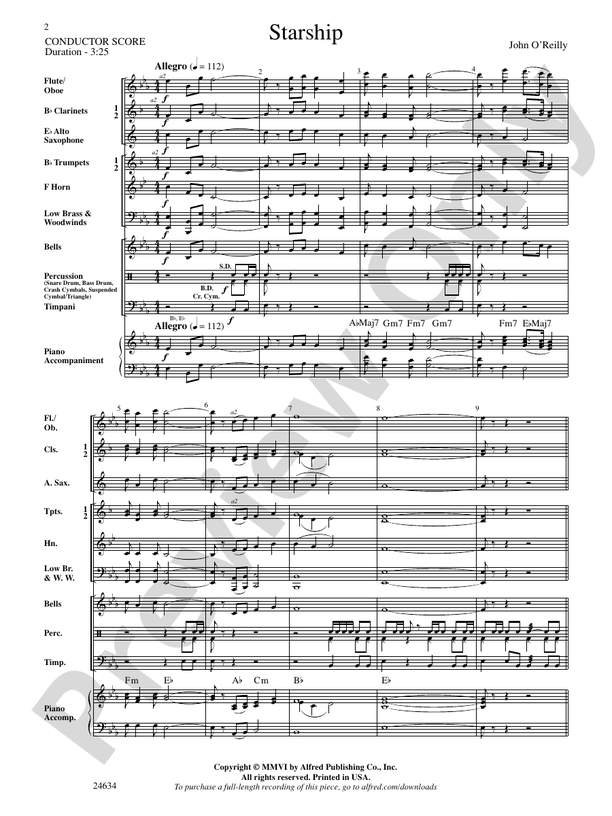 Starship - Concert Band Conductor Score & Parts (Digital Download)