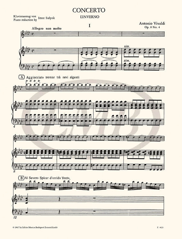 Vivaldi - Four Seasons Op8/4 Winter - Violin/Piano Accompaniment EMB Z4620