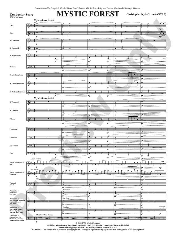 Mystic Forest - Concert Band Conductor Score & Parts (Digital Download)