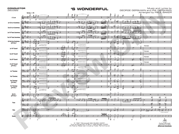 S Wonderful (Grade 2) - Jazz Ensemble Conductor Score & Parts(Digital Download)