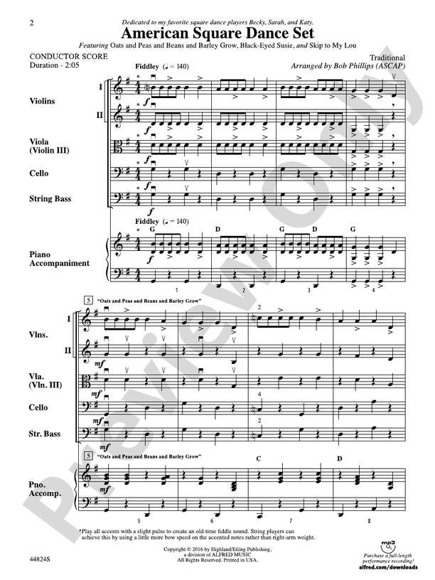 American Square Dance Set - String Orchestra Conductor Score & Parts (Digital Download)