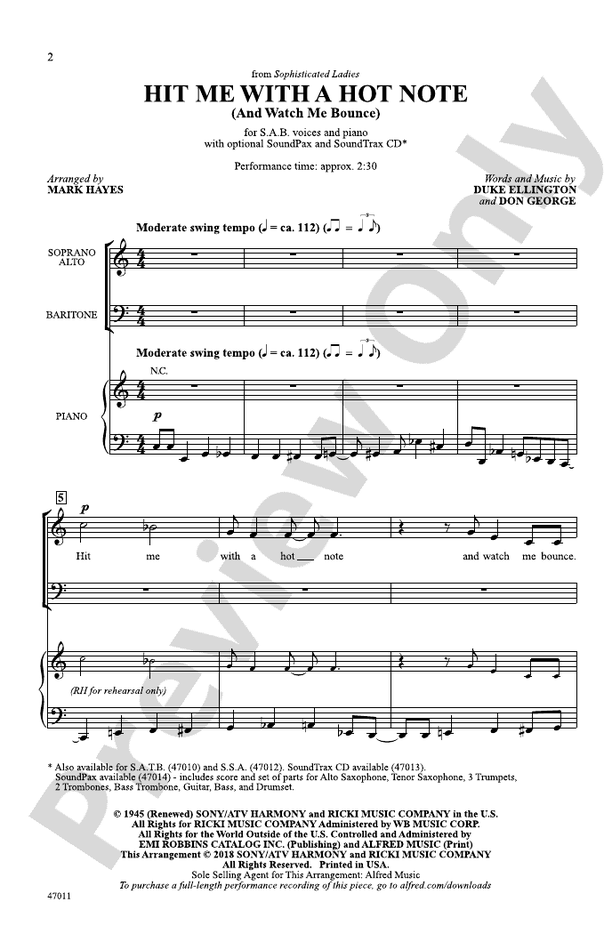 Hit Me with a Hot Note – SAB Choral Octavo (Digital Download)