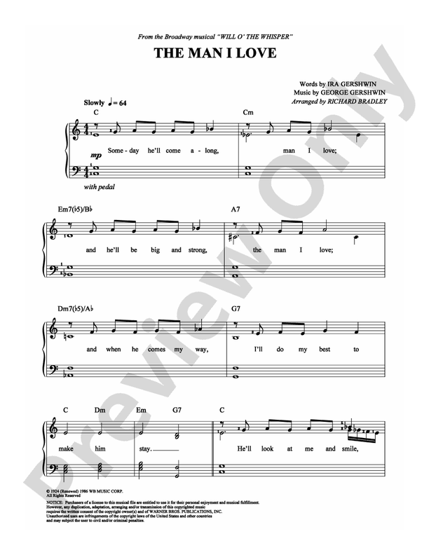 The Man I Love - Arr. Richard Bradley - Easy Piano (Digital Download)
