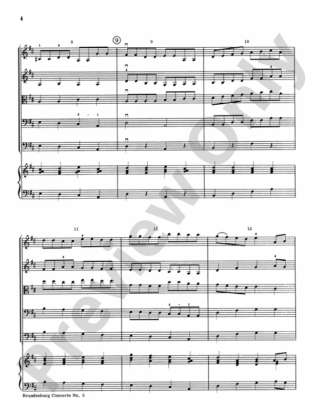 Brandenburg Concerto No. 5 – String Orchestra Conductor Score & Parts (Digital Download)