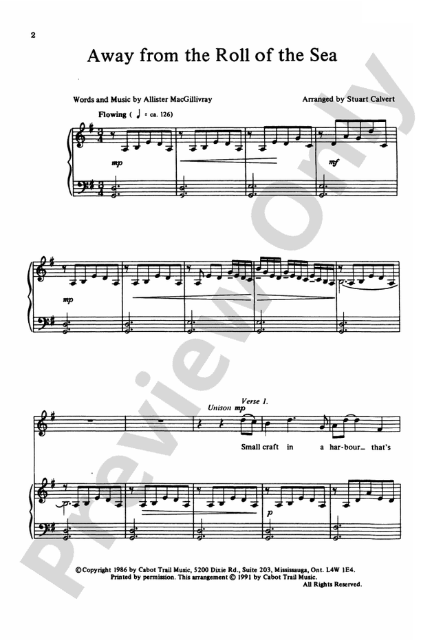 Away from the Roll of the Sea – SSA Choral Octavo (Digital Download)
