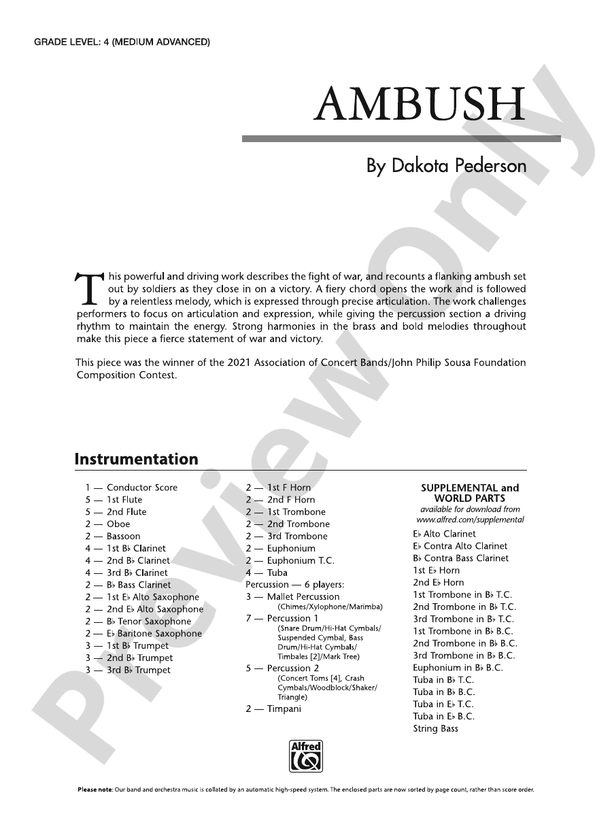 Ambush - Concert Band Conductor Score & Parts (Digital Download)