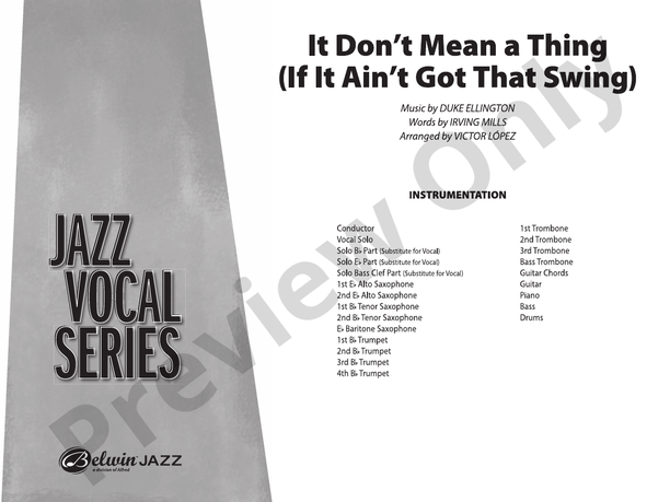 It Don't Mean a Thing (If It Ain't Got That Swing) Grade 2 - Jazz Ensemble Conductor Score & Parts(Digital Download)