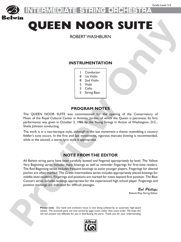 Queen Noor Suite – String Orchestra Conductor Score & Parts (Digital Download)