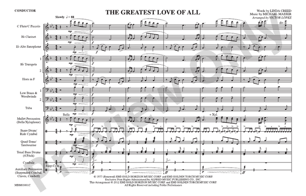 The Greatest Love of All – Marching Band Conductor Score & Parts (Digital Download)