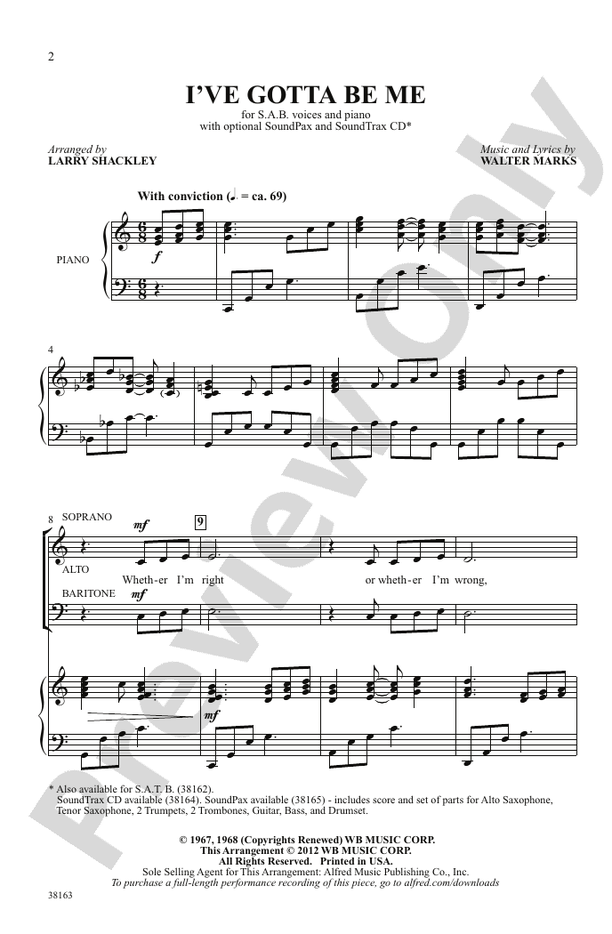 I've Gotta Be Me – SAB Choral Octavo (Digital Download)