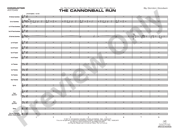 The Cannonball Run - Jazz Ensemble Conductor Score & Parts(Digital Download)