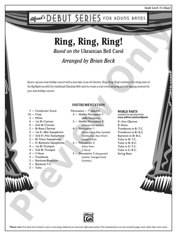 Ring, Ring, Ring! - Concert Band Conductor Score & Parts (Digital Download)