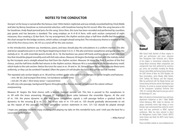 Stompin' at the Savoy – Jazz Ensemble Conductor Score & Parts (Digital Download)