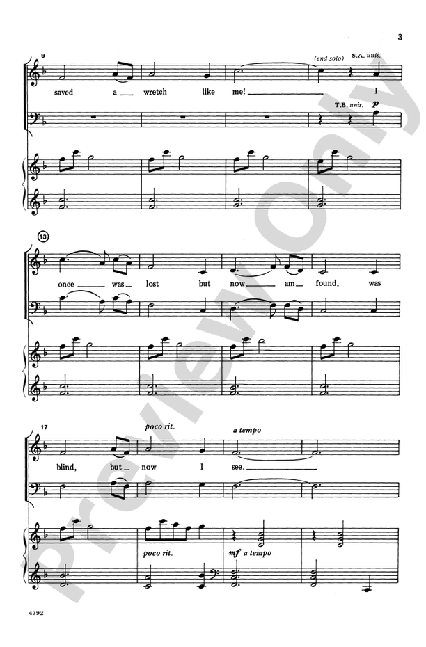 Amazing Grace - Arr. Jay Althouse - SATB Choral Octavo (Digital Download)