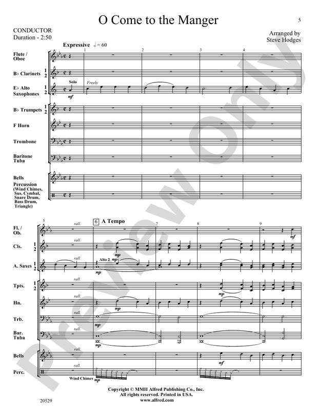 O Come to the Manger - Concert Band Conductor Score & Parts (Digital Download)