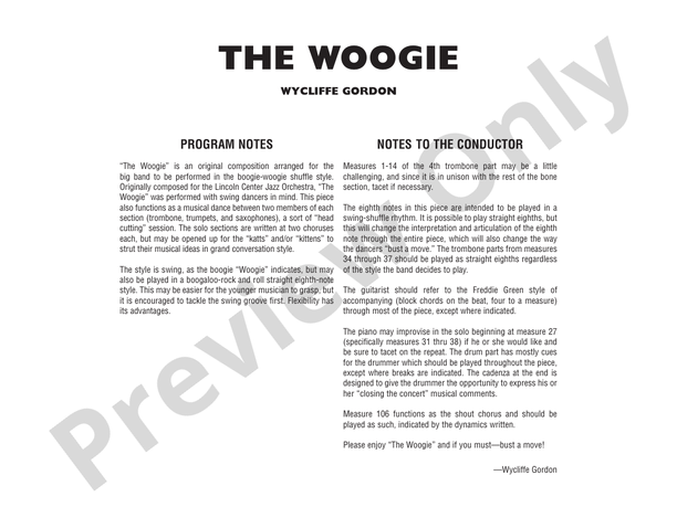 The Woogie - Jazz Ensemble Conductor Score & Parts (Digital Download)