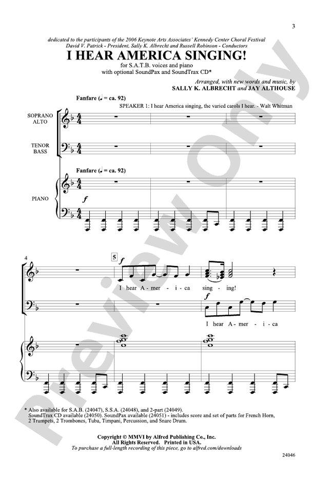 I Hear America Singing! – SATB Choral Octavo - Digital Sheet Music Download (Digital Download)
