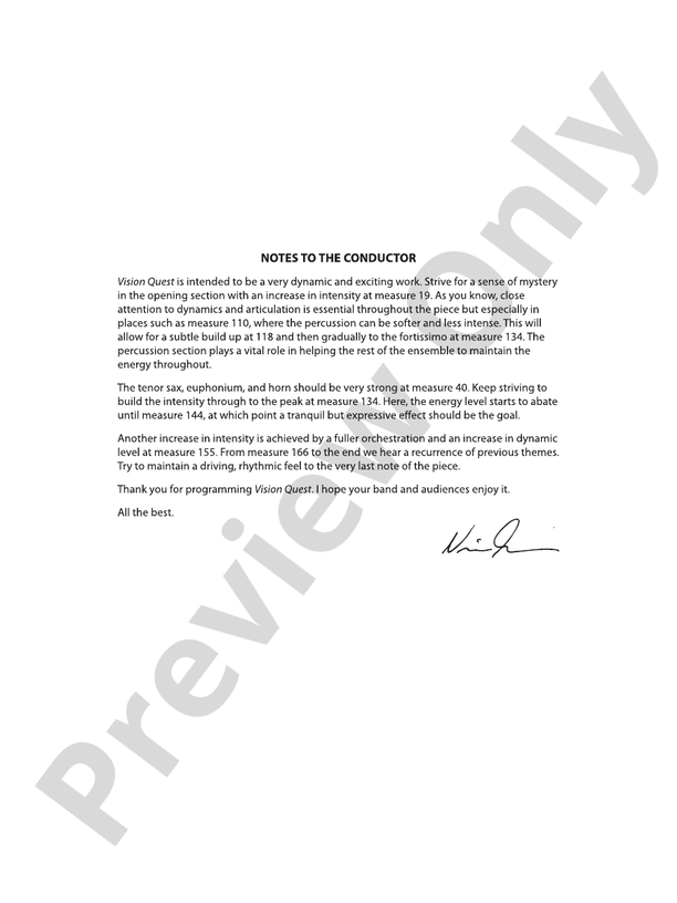 Vision Quest - Concert Band Conductor Score & Parts (Digital Download)