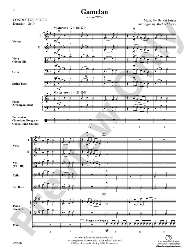Gamelan (from Cirque du Soleil's "O") – String Orchestra Conductor Score & Parts (Digital Download)