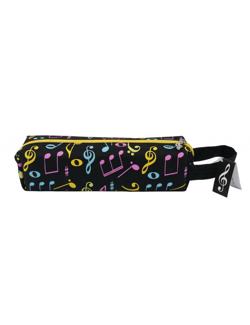 Black Pencil Case with Colourful Notes and Clefs