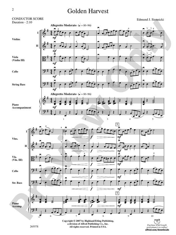 Golden Harvest – String Orchestra Conductor Score & Parts (Digital Download)