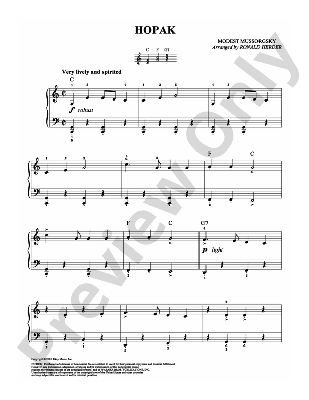 Mussorgsky - Hopak - Easy Piano (Digital Download)