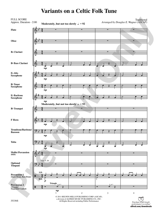 Variants on a Celtic Folk Tune - Concert Band Conductor Score & Parts (Digital Download)