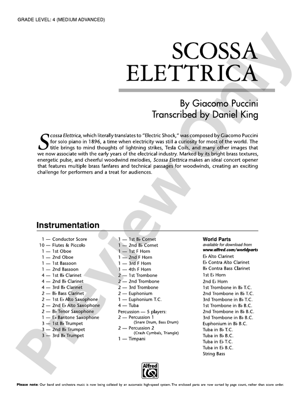 Scossa Elettrica - Concert Band Conductor Score & Parts (Digital Download)