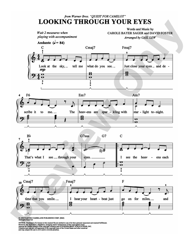 Looking Through Your Eyes - Arr. Gail Lew - Easy Piano (Digital Download)