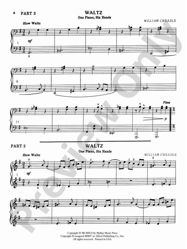 Six for Three - 1 Piano, 6 Hands (Digital Download)