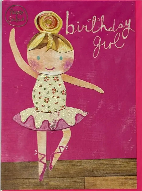 Greeting Card Ballerina Birthday Girl Pink