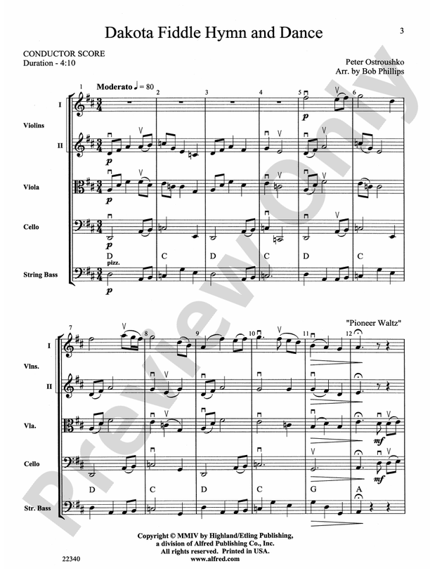 Dakota Fiddle Hymn and Dance – String Orchestra Conductor Score & Parts (Digital Download)
