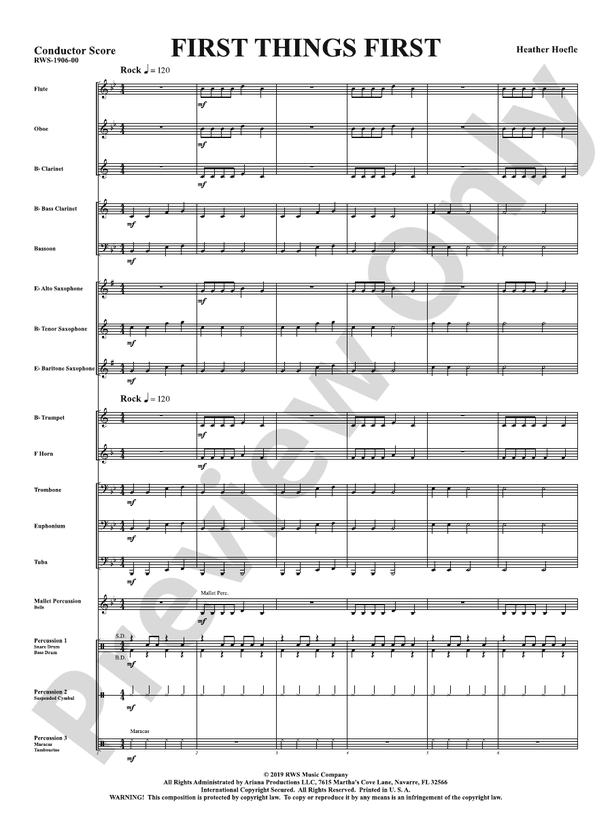 First Things First - Concert Band Conductor Score & Parts (Digital Download)