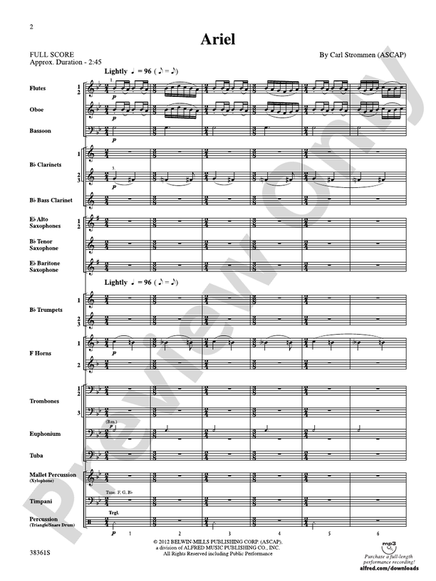 Ariel - Concert Band Conductor Score & Parts (Digital Download)