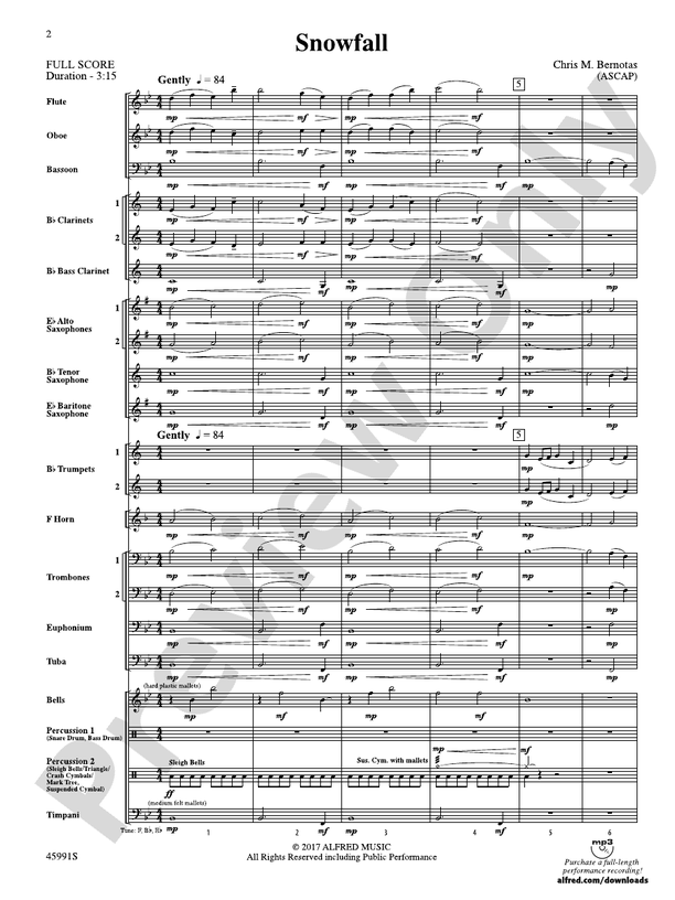 Snowfall - Concert Band Conductor Score & Parts (Digital Download)