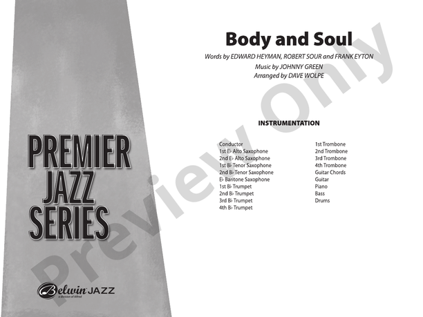 Body and Soul (Grade 4.5) - Jazz Ensemble Conductor Score & Parts(Digital Download)