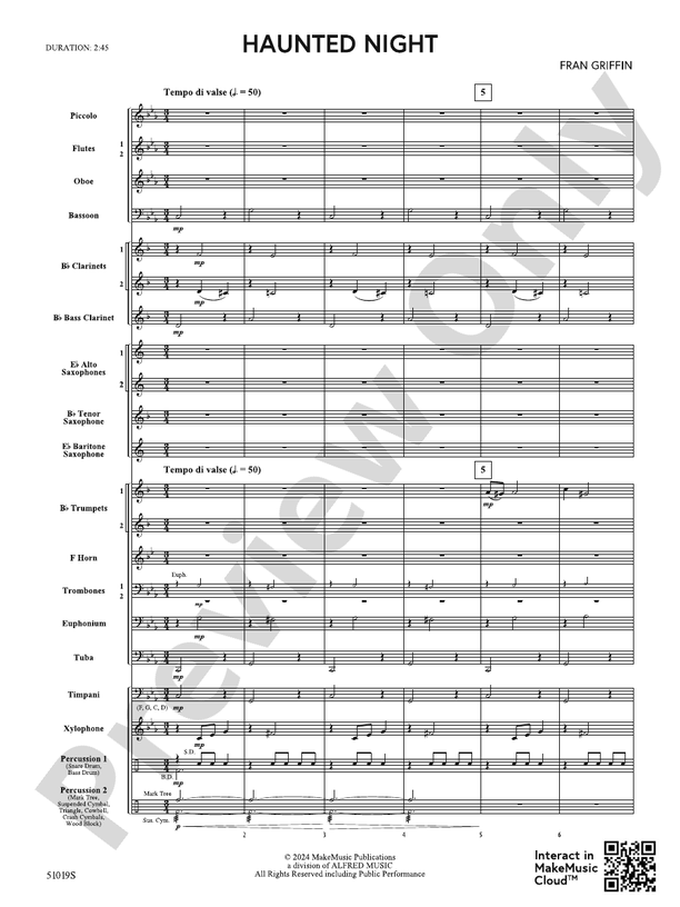 Haunted Night  – Concert Band Conductor Score & Parts (Digital Download)
