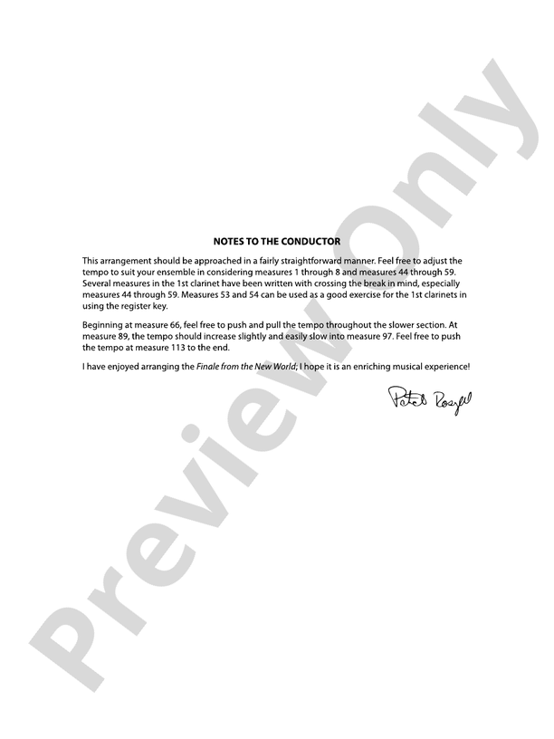 "The New World," Finale from - Concert Band Conductor Score & Parts (Digital Download)