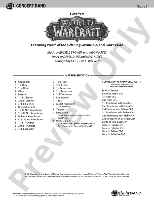 World of Warcraft, Suite from - Concert Band Conductor Score & Parts (Digital Download)