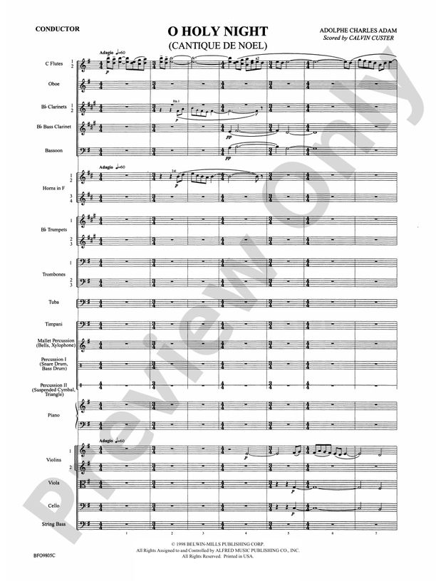 O Holy Night (Grade 3.5) – Full Orchestra Conductor Score & Parts (Digital Download)