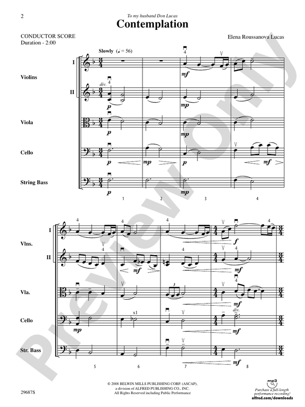 Contemplation – String Orchestra Conductor Score & Parts (Digital Download)