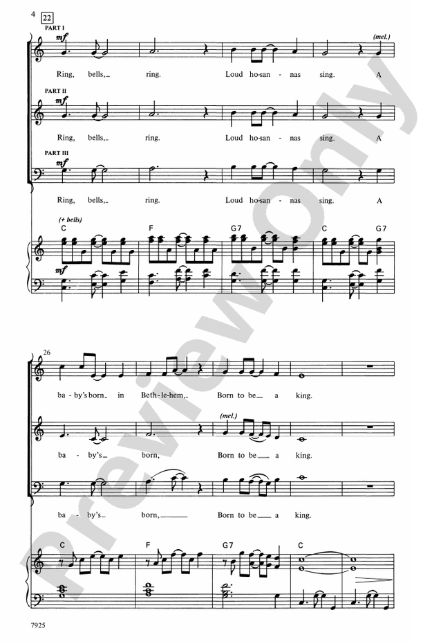 Baby's Born in Bethlehem – 3-Part Choral Octavo (Digital Download)