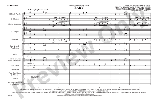 Baby – Marching Band Conductor Score & Parts (Digital Download)