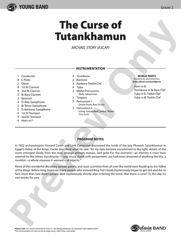 The Curse of Tutankhamun - Concert Band Conductor Score & Parts (Digital Download)
