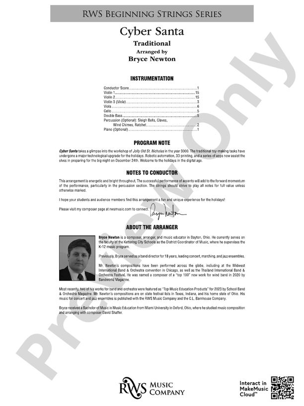 Cyber Santa - String Orchestra Conductor Score & Parts (Digital Download)