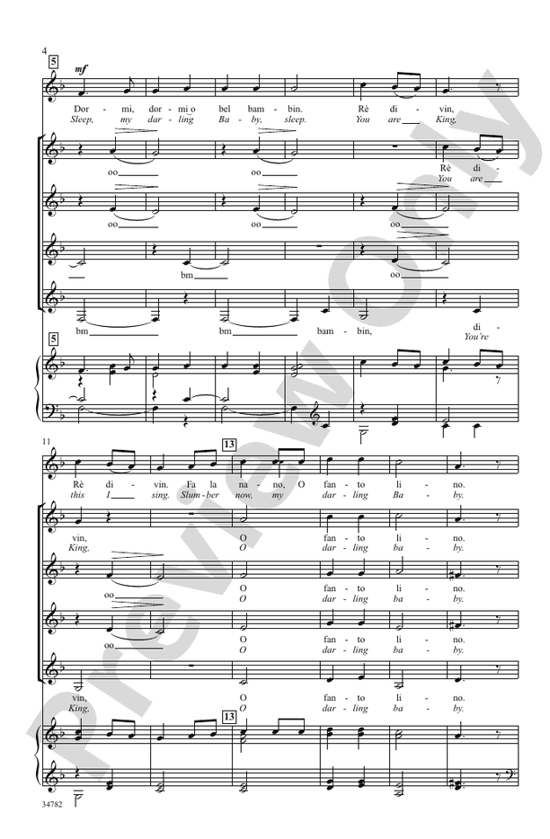 Dormi, Dormi, O Bel Bambin – SSAA & Soprano Solo, a cappella Choral Octavo (Digital Download)