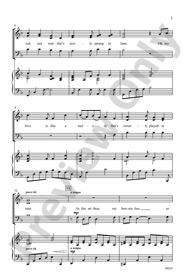 A Red, Red Rose - SAB Choral Octavo (Digital Download)